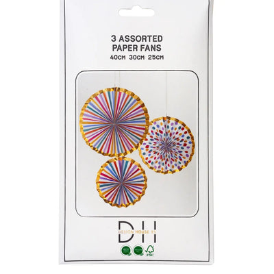 3 Eventails en papier - Couleurs