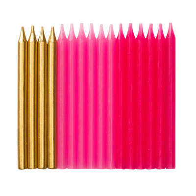 16 Bougies roses et dorées