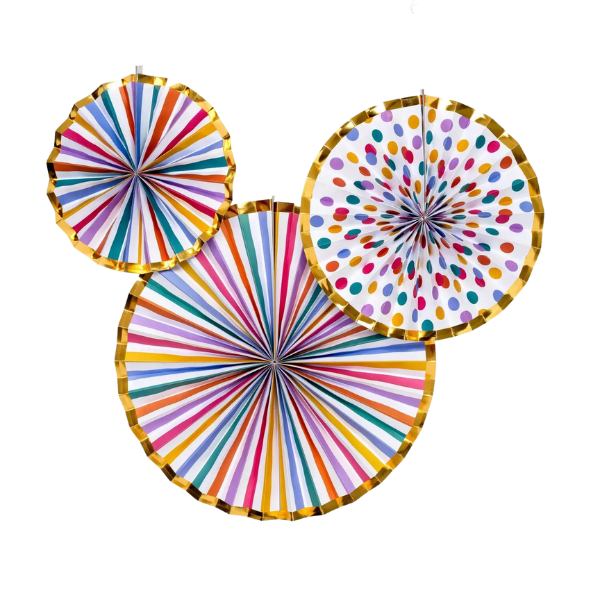 3 Eventails en papier - Couleurs