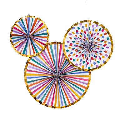 3 Eventails en papier - Couleurs