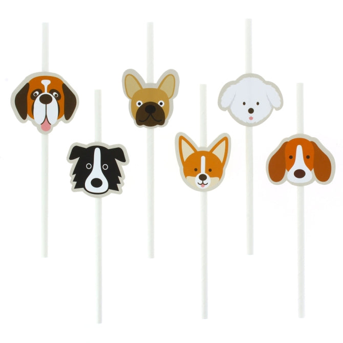6 Pailles en papier - Chiens