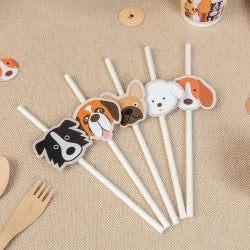 6 Pailles en papier - Chiens