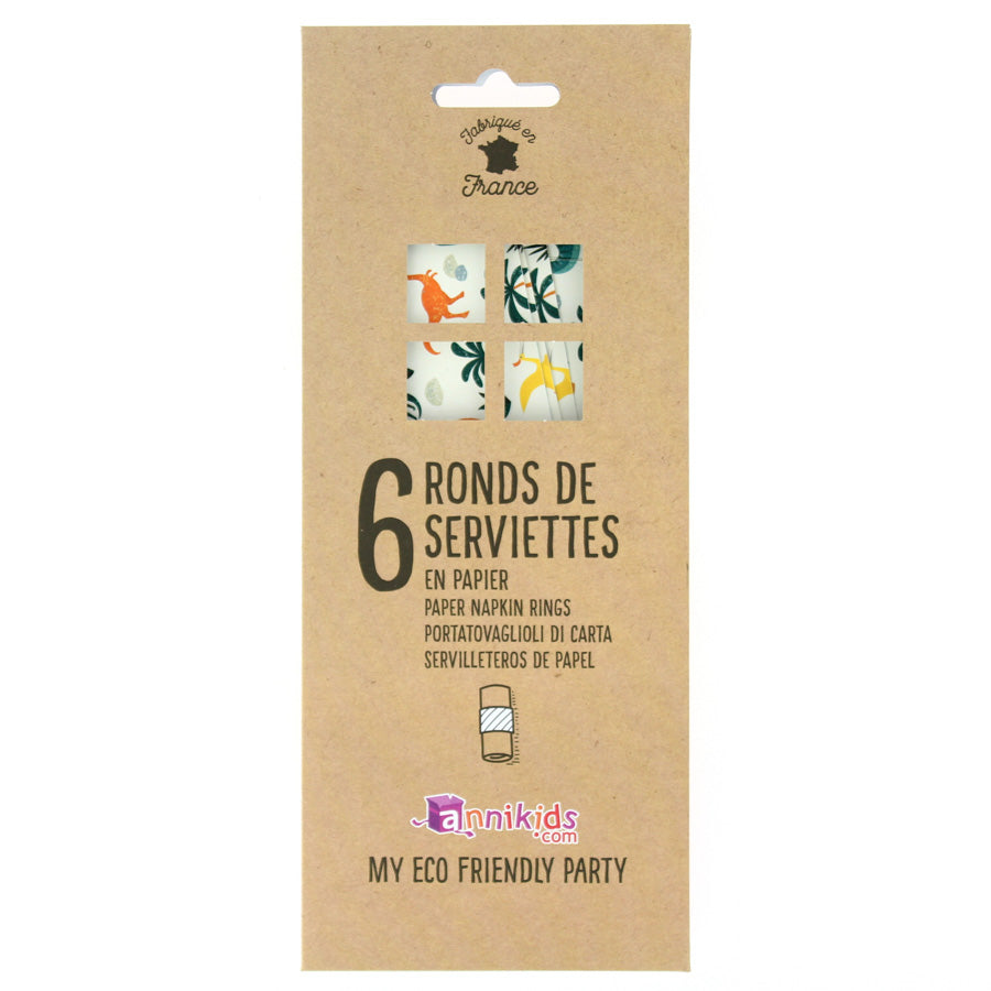 6 Ronds de serviettes - Dinosaures
