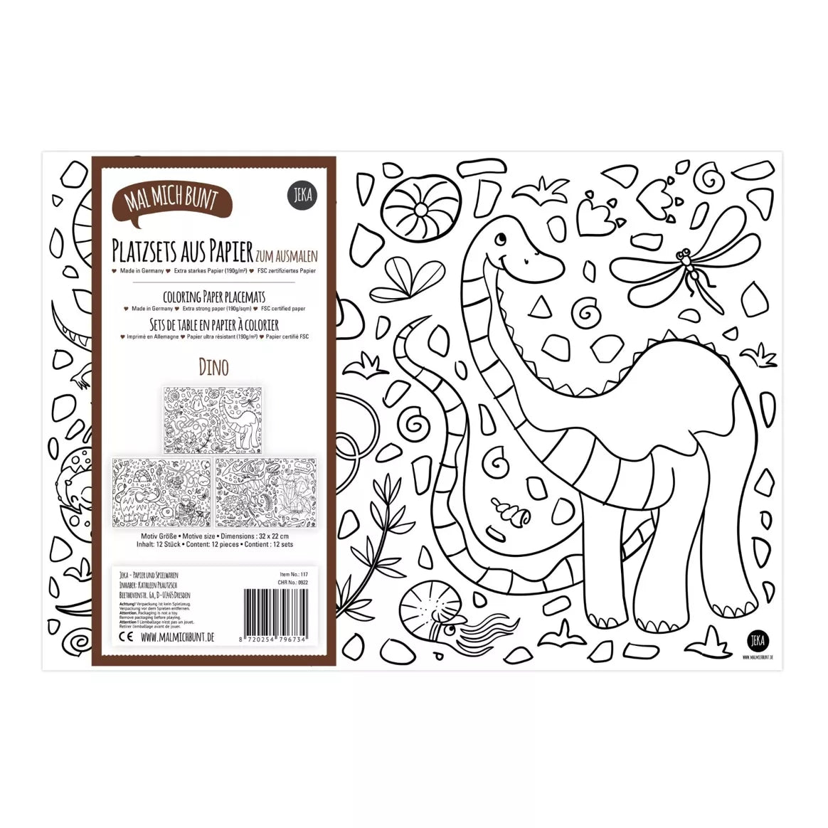 Sets de tables à colorier - Dino - x12